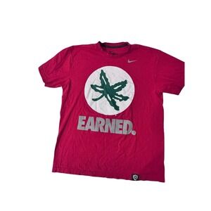 Nike Ohio State Buckeyes Earned T-Shirt Mens Red Buckeye Leaf Graphic Tee Small